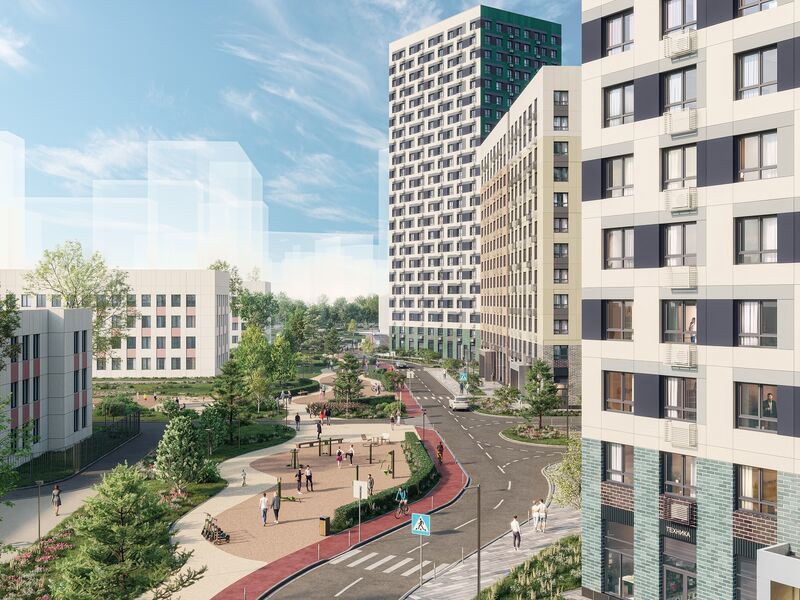 Этажность домов постепенно понижается в сторону реки, что делает силуэт динамичным и создает эффект амфитеатра