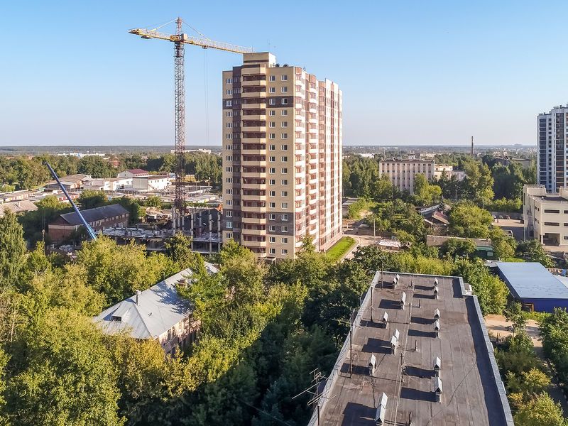 ЖК «Купавна 2018». Вид на корпус и прилегающую территорию. Аэрофотосъемка от 31.08.2017г.