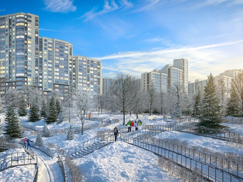 Жилой квартал «Новые Котельники», зимний вид.