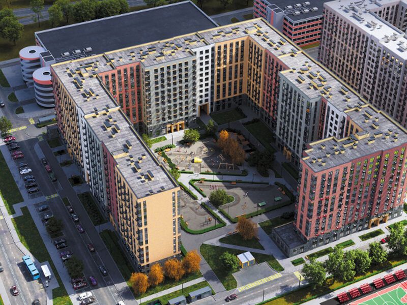 Все здания объединены общей архитектурной концепцией и оснащены вентилируемыми фасадами, с утеплением специальными минераловатными плитами.