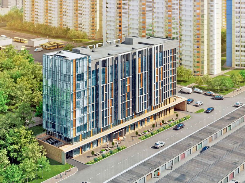 Вид на апарт-комплекс «Янтарь Apartments» сверху.