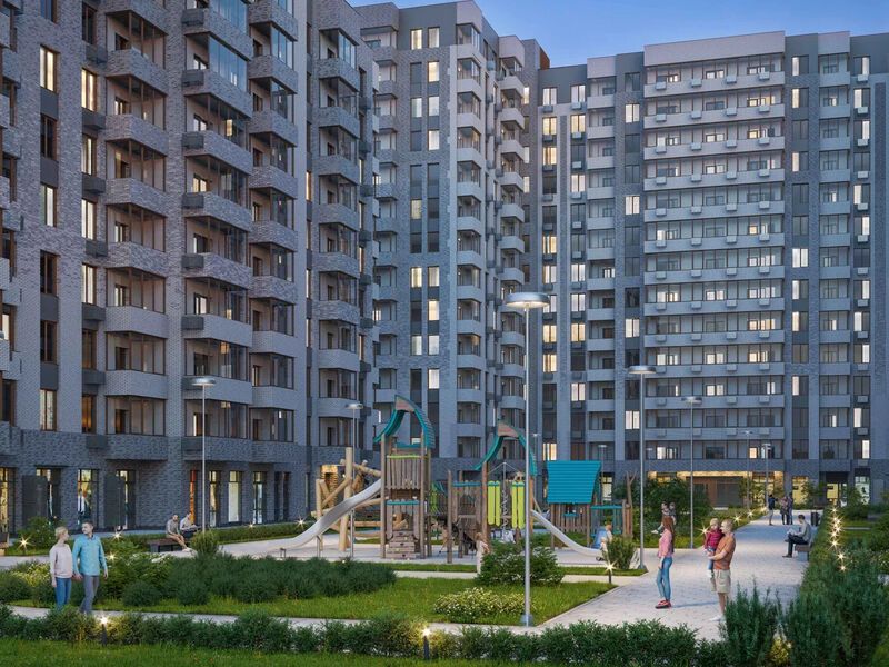 Фасады из кирпича и элементами из искусственного камня подобраны с учётом общей архитектурной концепции.