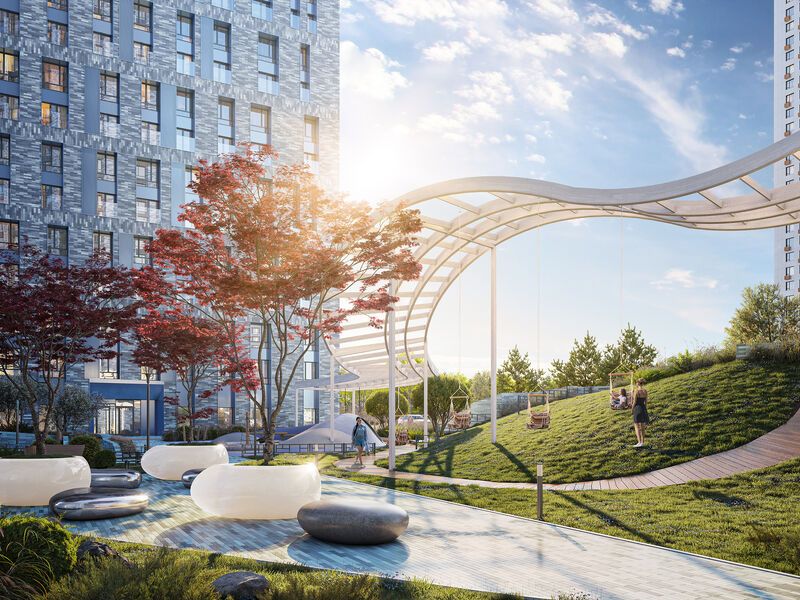 Все пространство между корпусами в квартале превращено в безопасные прогулочные зоны для всех возрастов.