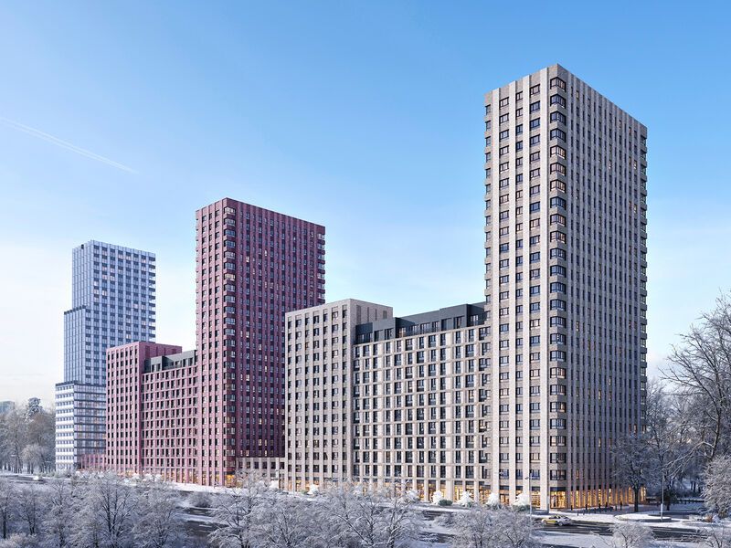 ЖК «Аквилон BESIDE 2.0» в зимнее время года.