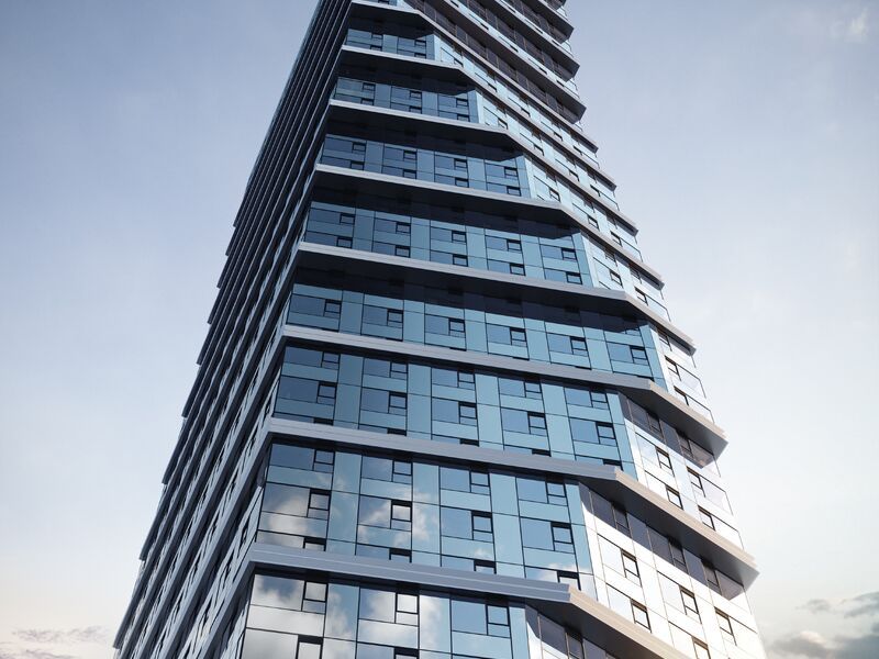 Форма небоскреба напоминает пластичную спираль, которая постепенно расширяется к верхним этажам.