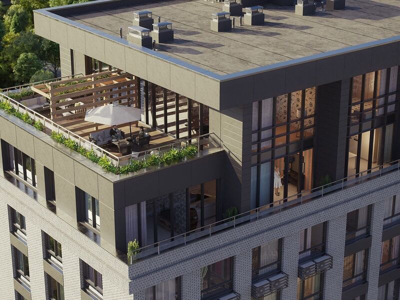 В комплексе представлены лоты с террасами.