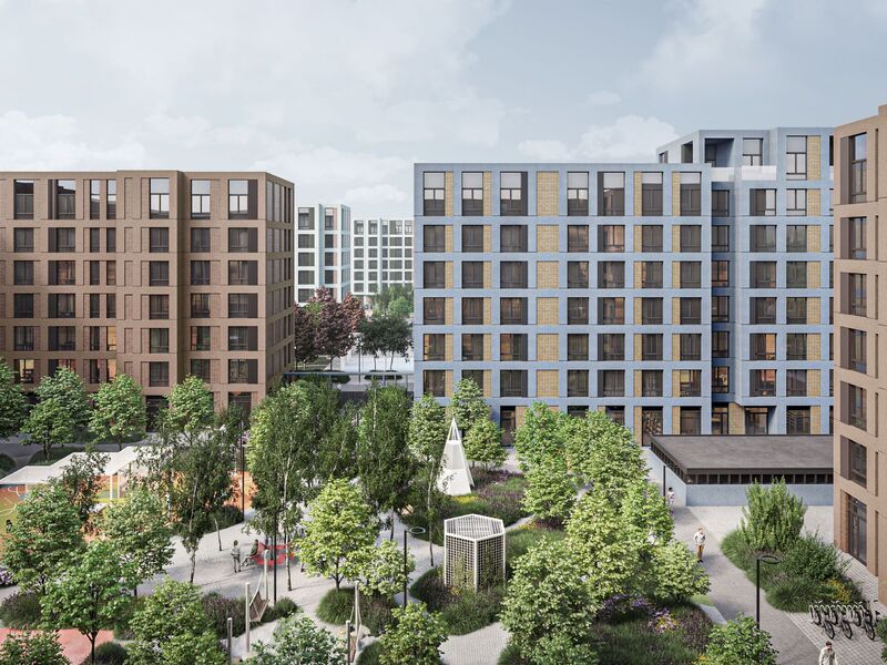 Цветовая гамма и дизайн фасадов выполнена в стиле современной классики