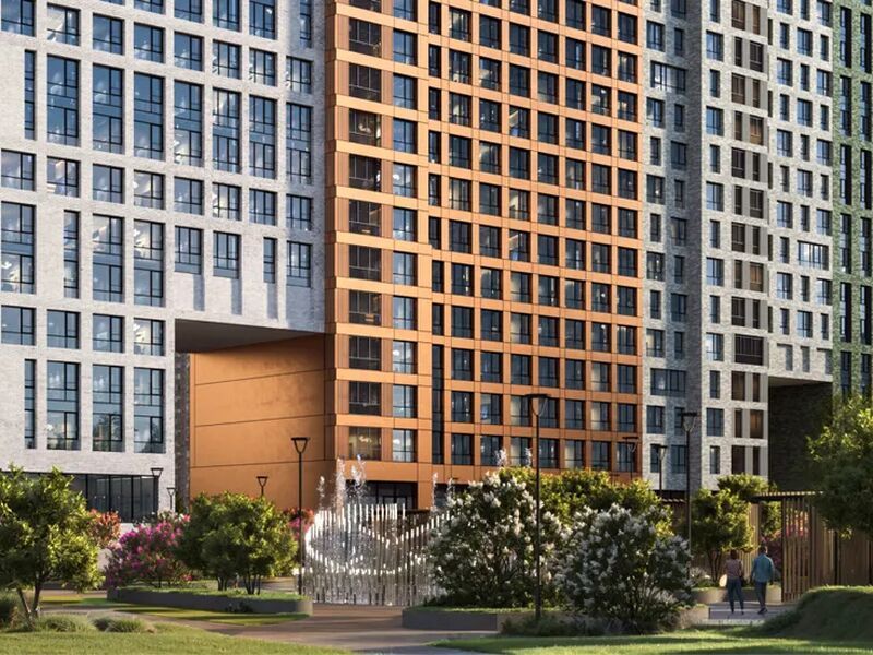 Выразительные фасады с контрастными цветовыми акцентами.